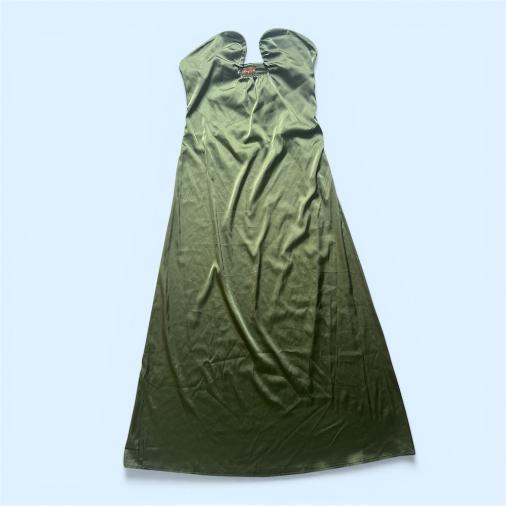 Strapless Olive Green Maxi Dress